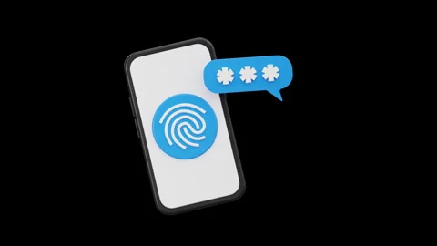 3D Mobile Security Fingerprint And Password Animation, 4K Animation Stock Footage 310598649