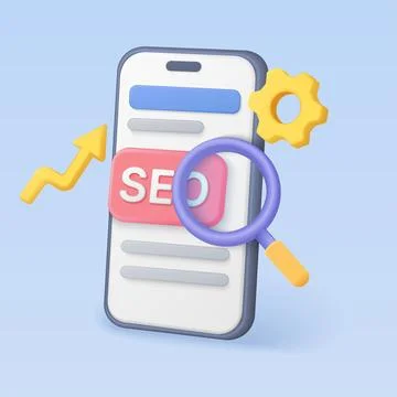 3D Mobile SEO Optimization Concept Vector Art Stock Illustration