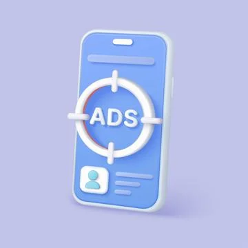 3D Mobile Targeted Advertising Concept Design Stock Illustration