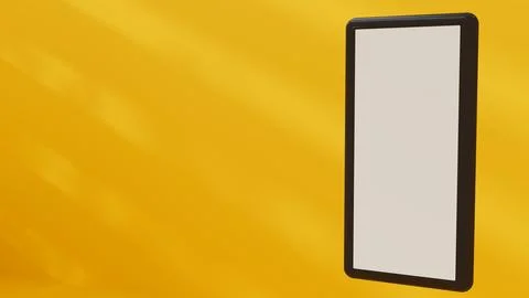 3D mock up of cell phone for mock up on yellow background Stock Illustration