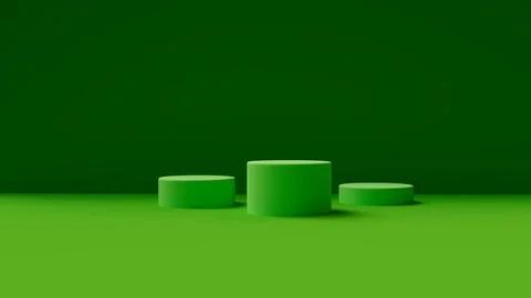 3D mock up of three green podiums on a green background Stock Illustration