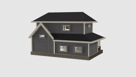 3d model of a 2-storey cottage on a transparent background. alpha channel. Stock Footage 221433724
