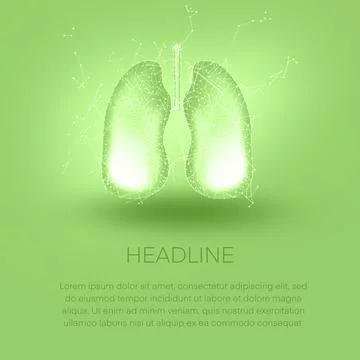 3d model of an abstract lung anatomy in green tones.the 3d illustration is Stock Illustration