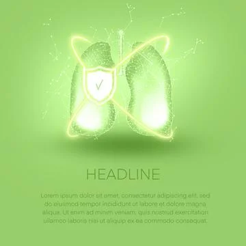 3d model of an abstract lung anatomy in green tones with a beam of light and a Stock Illustration
