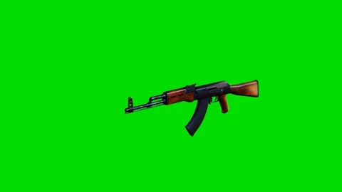 3d model of ak 47 rotating on a green background Stock Footage 241160622