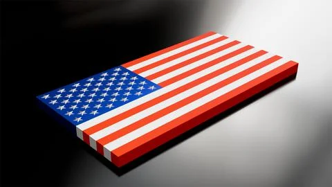 3D model of American flag on black background Stock Photos