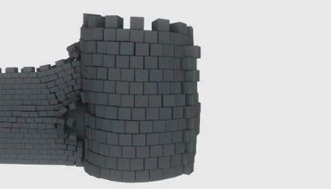 3D model of an ancient castle destroyed Stock Illustration