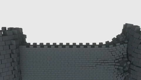 3D model of an ancient castle destroyed 库存照片