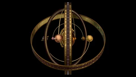 3D model animation of an Armillary sphere. ALPHA MATTE. Stock Footage 90140874