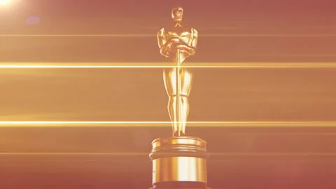 3d model animation of the oscar statue from various camera angles Video stock 149694865