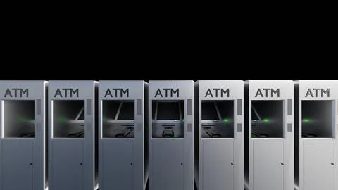 A 3D model of Automated Teller Machine or ATM. Illustrazione stock