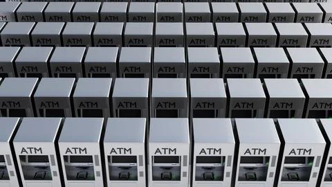 A 3D model of Automated Teller Machine or ATM. Illustrazione stock