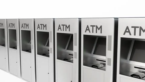 A 3D model of Automated Teller Machine or ATM. Illustrazione stock