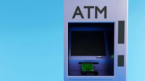 A 3D model of Automated Teller Machine or ATM. Illustrazione stock