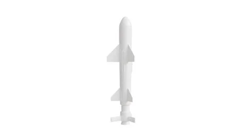 3D model of a ballistic missile on a white background, a prototype of a missi Stock Illustration
