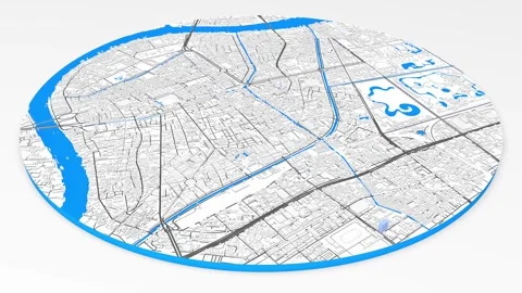 3D model Bangkok map background loop. Spinning around Thailand city air foo.. Stock Footage 260694841