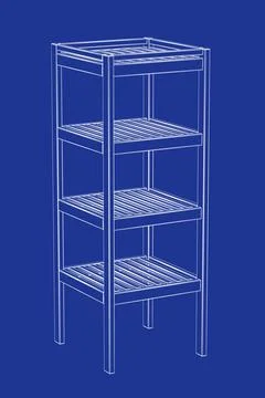 3D model of a bathroom shelving unit Stock Illustration