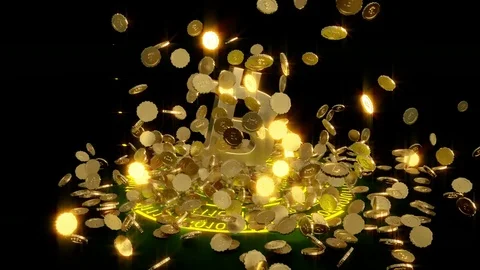 3D model of the bitcoin logo gold coins. Stock Footage 85316729