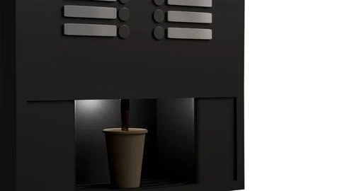 3D model of black compact functional technological coffee machine and paper.. Stock Photos