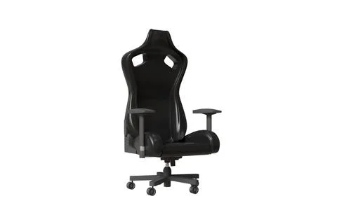 3D model of a black computer gaming chair on a white background, 3D model 스톡 일러스트