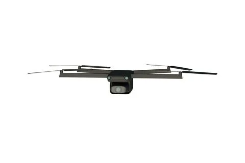 3D model of a black drone with a camera, visualization of an aircraft on a .. Foto stock