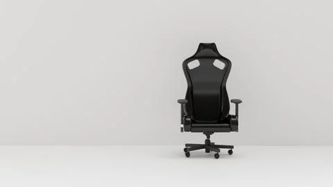 3D model of a black gaming computer chair in a white room, 3D model 스톡 일러스트