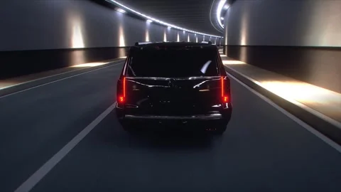 3d model Black Luxury SUV Driving Through Modern Highway Tunnel. 库存影片 335966985