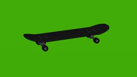 A 3D model of a black skateboard rotates on a green screen Stock Footage 280308557