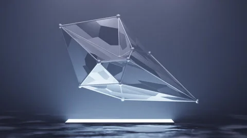 3d Model of blue Floating Triangles Stock Footage 253576022