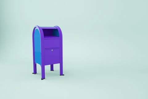 3d model of a blue mailbox on an isolated white background. 3d graphics, blue Stock Illustration