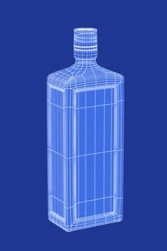 3D model of a bottle for alcoholic beverage Illustrazione stock