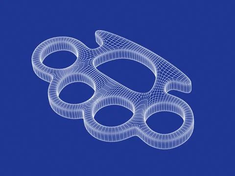 3D model of brass knuckles Stock Illustration