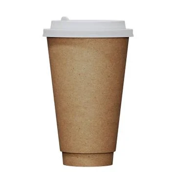 3d model of brown paper cup made of kraft paper. render. Stock Illustration