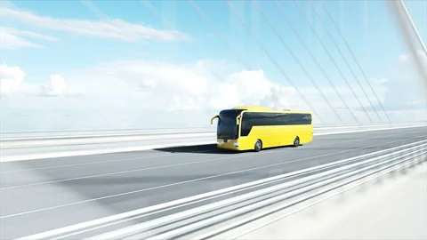 3d model of bus on bridge. Very fast driving. 4k animation. Stock-Footage 108483154