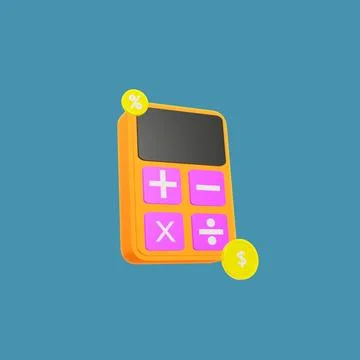 3d model of calculator and dollar coin for financial symbol purposes Stock Illustration