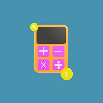 3d model of calculator and dollar coin for financial symbol purposes Stock Illustration
