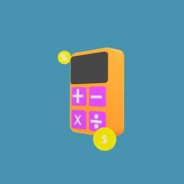 3d model of calculator and dollar coin for financial symbol purposes Stock Illustration