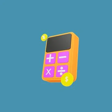 3d model of calculator and dollar coin for financial symbol purposes Stock Illustration