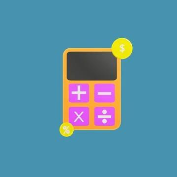 3d model of calculator and dollar coin for financial symbol purposes Stock Illustration