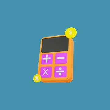 3d model of calculator and dollar coin for financial symbol purposes Stock Illustration
