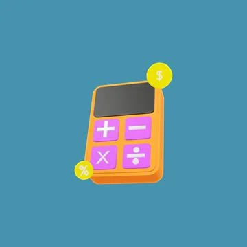3d model of calculator and dollar coin for financial symbol purposes Stock Illustration