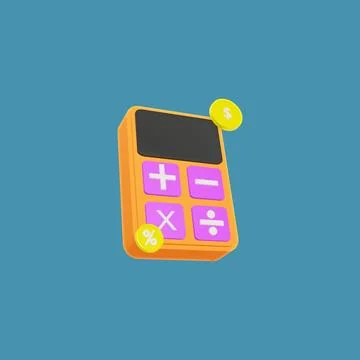3d model of calculator and dollar coin Stock Illustration