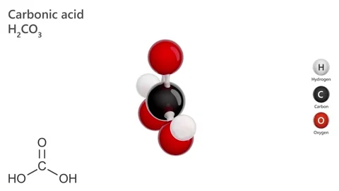 A 3D model of a carbonic acid molecule (chemical formula H2CO3) Stock Footage 284124694
