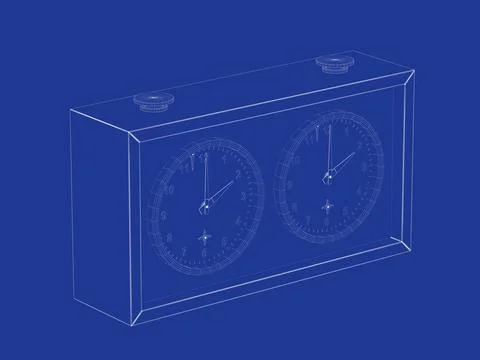 3D model of chess clock 3D wire-frame model of analog chess clock (License... 스톡 사진