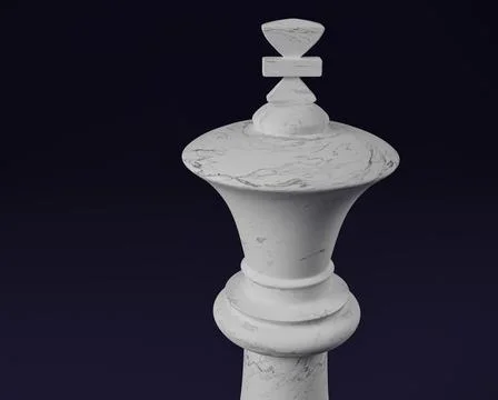 3d model of a chess piece of a king made of marble on a dark blue background Stock Illustration