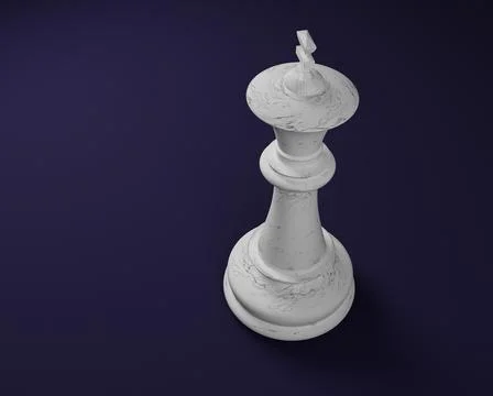 3d model of a chess piece of a king made of marble on a dark blue background Stock Illustration
