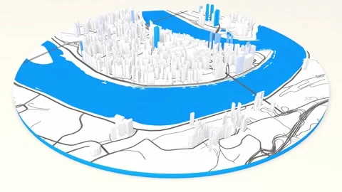 3d model Chongqing map background loop. Spinning around China city air foot.. Vidéo 242324707