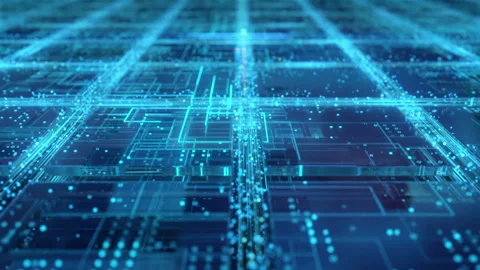 3d model of circuit board of quantum computer with installed microchips Stock Footage 253021914