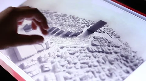 3d model of city buildings on touch screen computer Vidéo 61669494