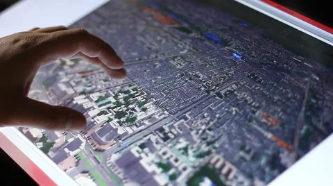 3d model of city buildings on touch screen computer Vidéo 62247698
